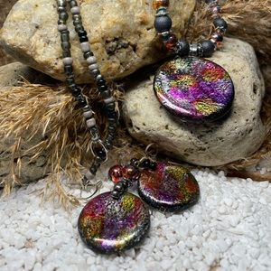 Alcohol ink on polymer clay with beads and crystals  LL2C NE 208